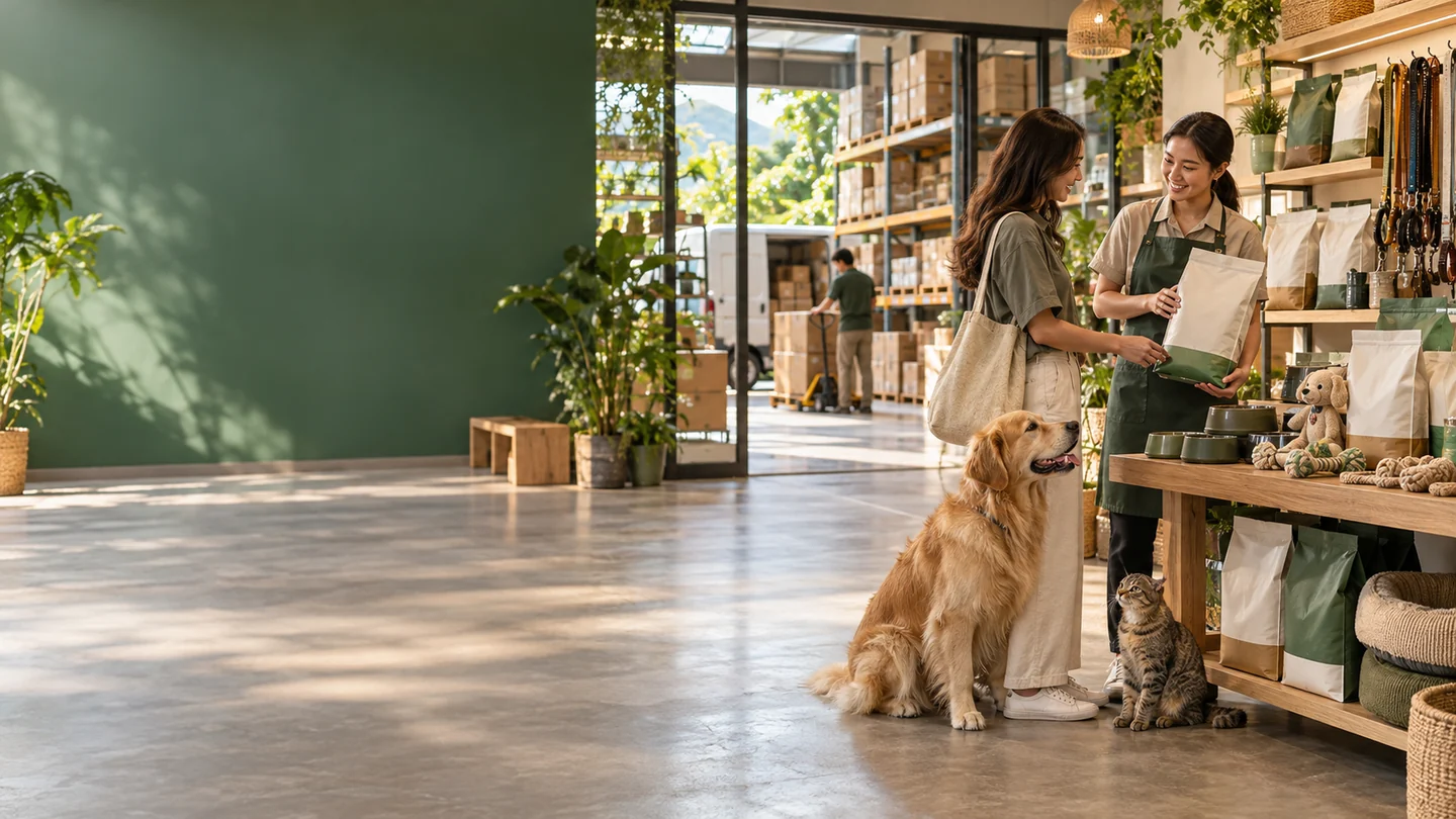 Pet Food & Supply representative business scene